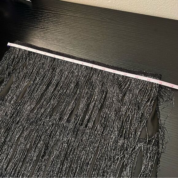 ✨ Maner Women’s Black Silver Fringe Mini Skirt Large NWT Concert - Picture 9 of 11